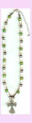 religious jewlery promotion - beaded necklace, various colors, with cross   