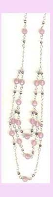 wholesale beaded gift jewlery - silver and light pink beads necklace available 