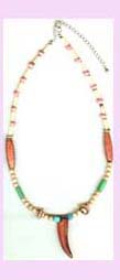 promotional beaded jewlery wholesale - beaded necklace with various colors and tooth like pendant    