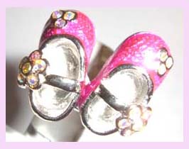 wholesale fashion jewelry promotion - silver ring desinged with pink shoes available    
