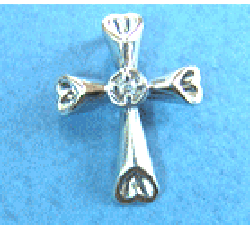 wholesale religious jewelry supplier - silver pendant cross with clear gems embeded    