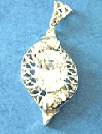 promotional jewelry design supplier - silver pendant embeded with clear gem    