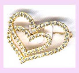 wholesale gift supplier - heartshaped pin gold and cz available    