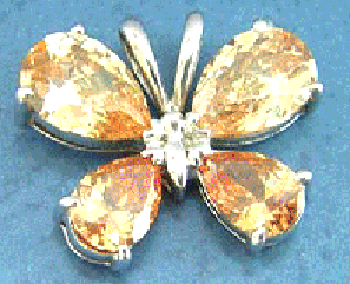 promotional jewelry supplier - silver butterfly pendant embeded with yellow gems    