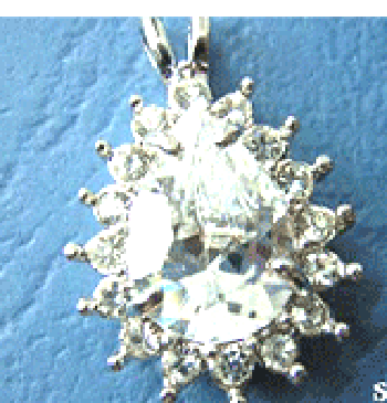 wholesale jewelry gift supply - teardrop silver pendant embeded with clear gems    