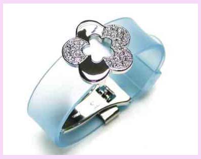 promotional jewelry watch distributor - blue watch band with silver flower desing available     